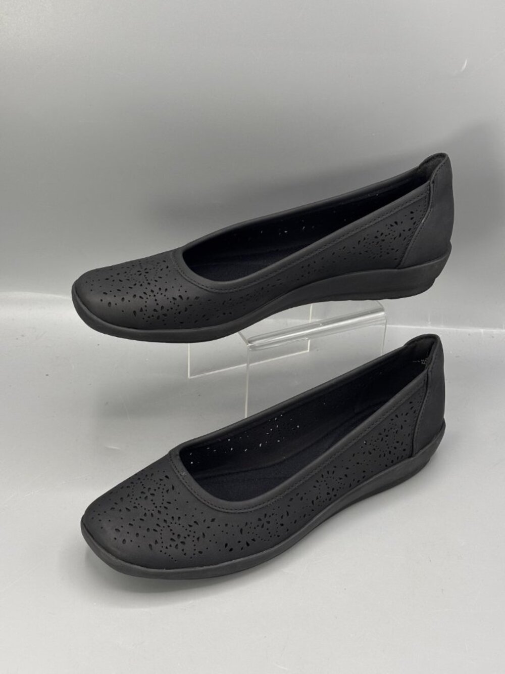 Easy Spirit Alessia 3 Ballet Flats Womens 8M Black Work Travel Slip On Shoes